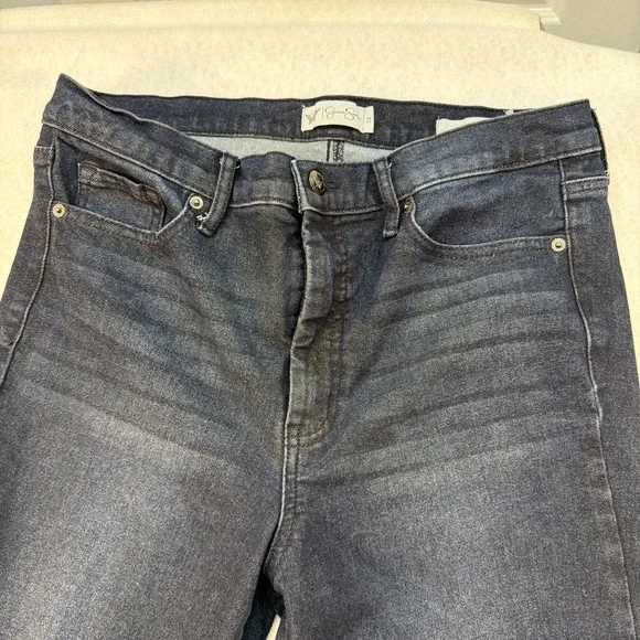Jessica Simpson Daisy Flare Blue Denim Jeans Womens Size 12 Stretch Raw Hem Y2K - Picture 3 of 16